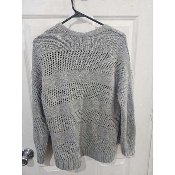 Hollister Womens XS Gray Open Front Pointelle Knit Cardigan Sweater 350S2251 - Picture 4 of 4
